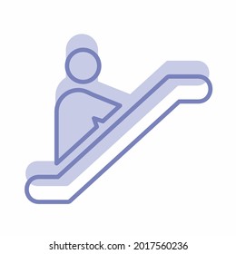 Escalator - Twins Style - Editable stroke.line icon.Vector symbol.Editable stroke