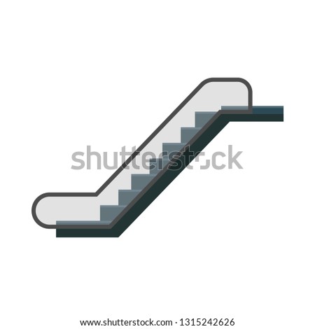 Escalator urban stairway motion walkway electric elevator. Lift icon floor interior vector subway station underground staircase 