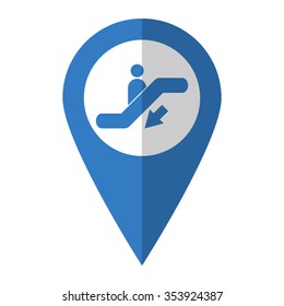 Escalator - vector icon; blue map  pointer