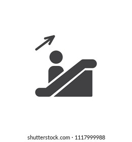 Escalator up vector icon. filled flat sign for mobile concept and web design. escalator staircase moving simple solid icon. Symbol, logo illustration. Pixel perfect vector graphics