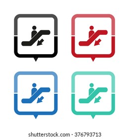 Escalator - vector icon; map pointer;  message bubble