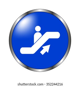 Escalator - vector icon on the blue button