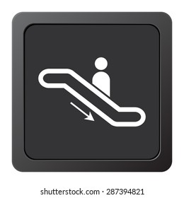 Escalator  - vector icon on a grey button