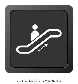 Escalator  - vector icon on a grey button