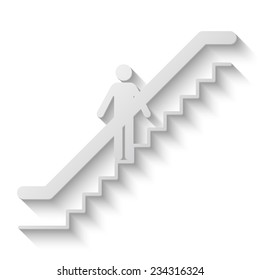 escalator vector icon - paper illustration