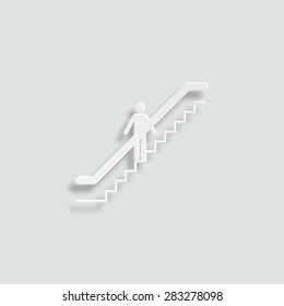 escalator vector icon - paper illustration