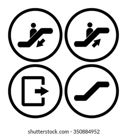 Escalator - vector icon, set