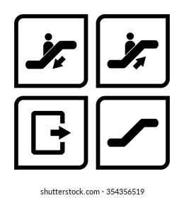 Escalator - vector icon, set