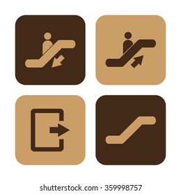 Escalator -  vector icon; set