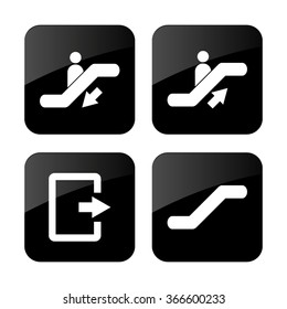 Escalator  - vector icon; set