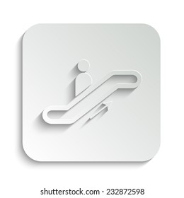 Escalator  - vector icon with shadow on a grey button