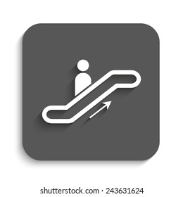 Escalator  - vector icon with shadow on a grey button