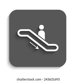  Escalator - vector icon with shadow on a grey button