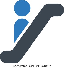 Escalator Vector illustration on a transparent background.Premium quality symmbols.Glyphs vector icon for concept and graphic design. 