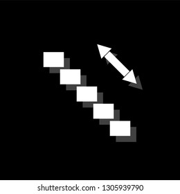Escalator. White flat simple icon with shadow