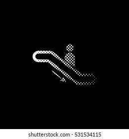 Escalator - white vector icon;  halftone illustration