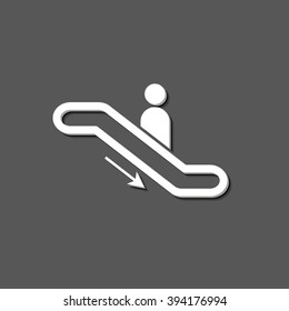 Escalator - white vector icon  with shadow