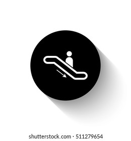 Escalator - white vector icon  with shadow