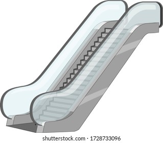 Escalators with glass bars on the side illustration