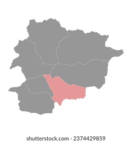 Escaldes Engordany map, administrative division of the Principality of Andorra.