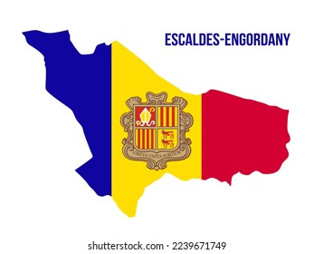 Escaldes Engordany map with flag color. Map of Escaldes Engordany with Andorra flag. flag of Andorra vector illustration