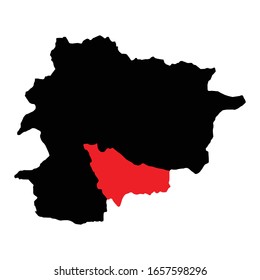 Escaldes Engordany parish highlighted on Andorra map Vector EPS 10