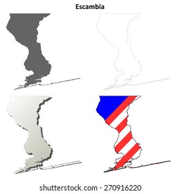 Escambia County (Florida) outline map set

