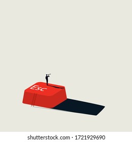 Escape business rat race and corporate world vector concept. Symbol of stressful environment, looking for relief, new career. Esps10 illustration.