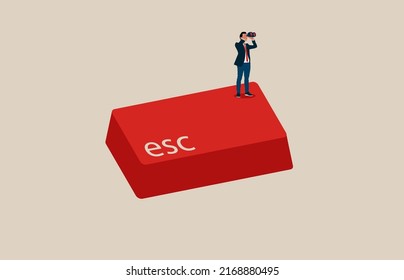 Escape business rat race and corporate worldvector concept. Symbol of stressful environment, new career, looking for relief.