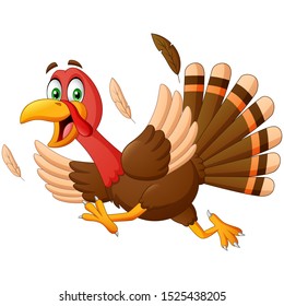 Escape cartoon turkey. Vector Illustration