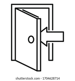 Icono de la puerta de escape. Icono de vector de puerta de escape de contorno para diseño web aislado en fondo blanco