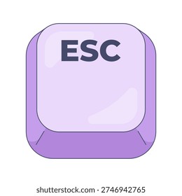 Escape ESC modern keyboard key button. Cancel command. Exit action. Interruption. Rounded keycap icon for pc keypad. Isolated vector illustration. Computer typing element. Input device component