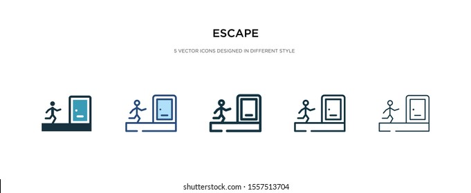 escape icon in different style vector illustration. two colored and black escape vector icons designed in filled, outline, line and stroke style can be used for web, mobile, ui