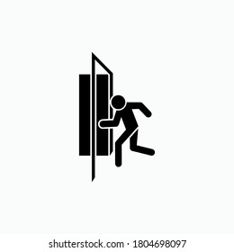 Escape Icon. Emergency Door or  Exit Way Symbol - As Simple Vector, Sign for Design and Website, Presentation or Application.