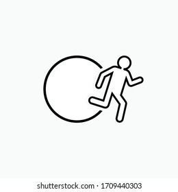 Escape Icon. Emergency Sign. Evacuation Symbol. Direction for Rescue. Way Out From Disaster.