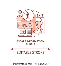 Escape information bubble red concept icon. Alternative source. Misinformation abstract idea thin line illustration. Isolated outline drawing. Editable stroke. Arial, Myriad Pro-Bold fonts used