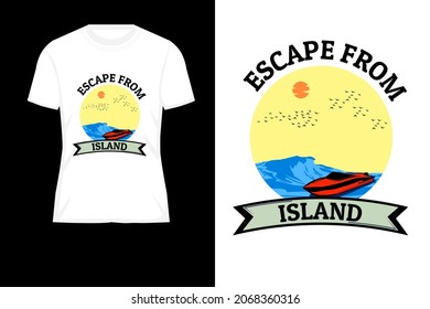 escape from island silhouette retro t shirt design