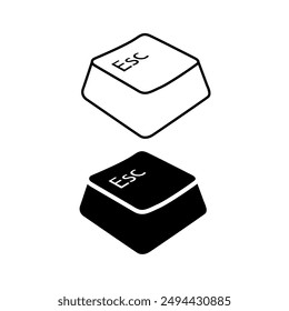 Escape key black and white flat vector icon design. Escape key symbol