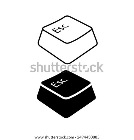 Escape key black and white flat vector icon design. Escape key symbol