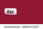 Escape key button floating on red background minimal style