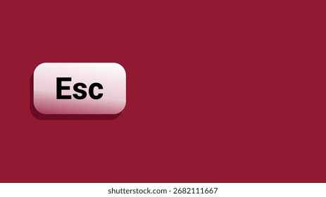 Escape key button floating on red background minimal style