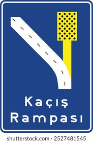 Escape lane, Information signs, Road signs in Turkey. Standard traffic signs on Turkish highways. (Turkish: Kacis rampası, Karayolları standart trafik işaret levhaları, Bilgi işaretleri)