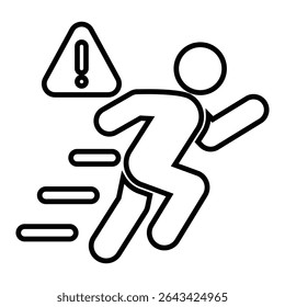escape line icon design. escape thin black outline symbol vector illustration. editable stroke icon on transparent background.