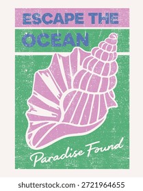 ESCAPE THE OCEAN PARADISE ENCONTRADO GRÁFICO PARA CAMISETA E CARTAZ