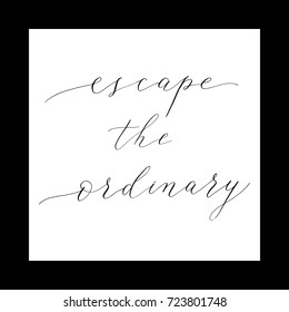 Escape the ordinary calligraphy handmade vector.
