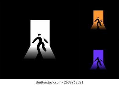 escape out the door logo vector icon