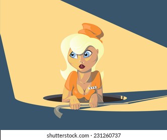 The escape of a prisoner from prison through an underground manhole. Vector. Illustration