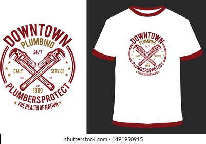 Escape Reality, Downtown Plumbing - Vector graphic, typographic poster, vintage, label, badge, logo, icon or t-shirt