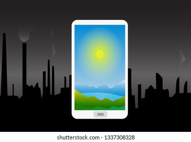 escape from reality via smartphone vector