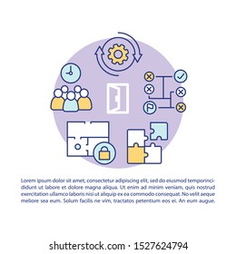 Escape Room Article Page Vector Template. Quest Game. Teamwork Strategy. Brochure, Magazine, Booklet Design Element With Linear Icons. Print Design. Concept Illustrations With Text